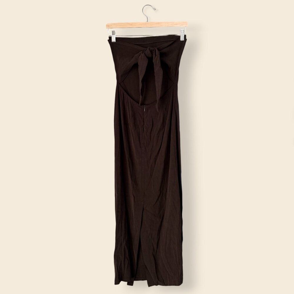 Anemos, Strapless Tie Back Midi Dress, Espresso Brown, Size Small - Picture 3 of 4